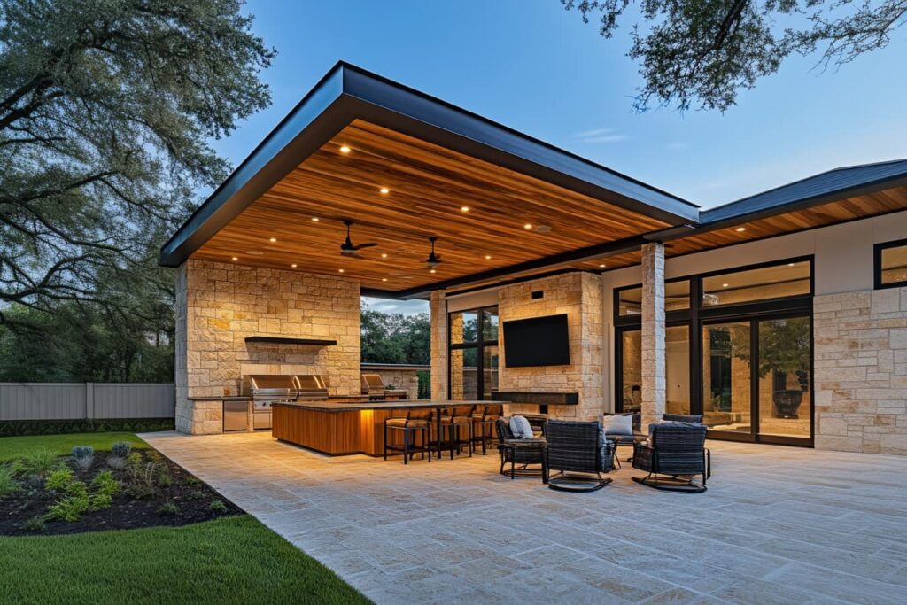 outdoor entertainment area in custom home