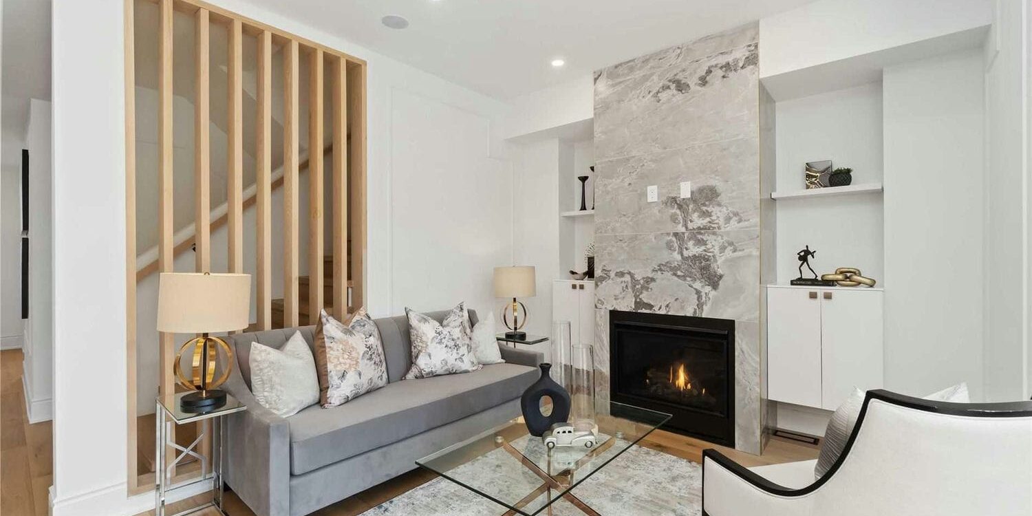 contemporary living room of oakville custom home