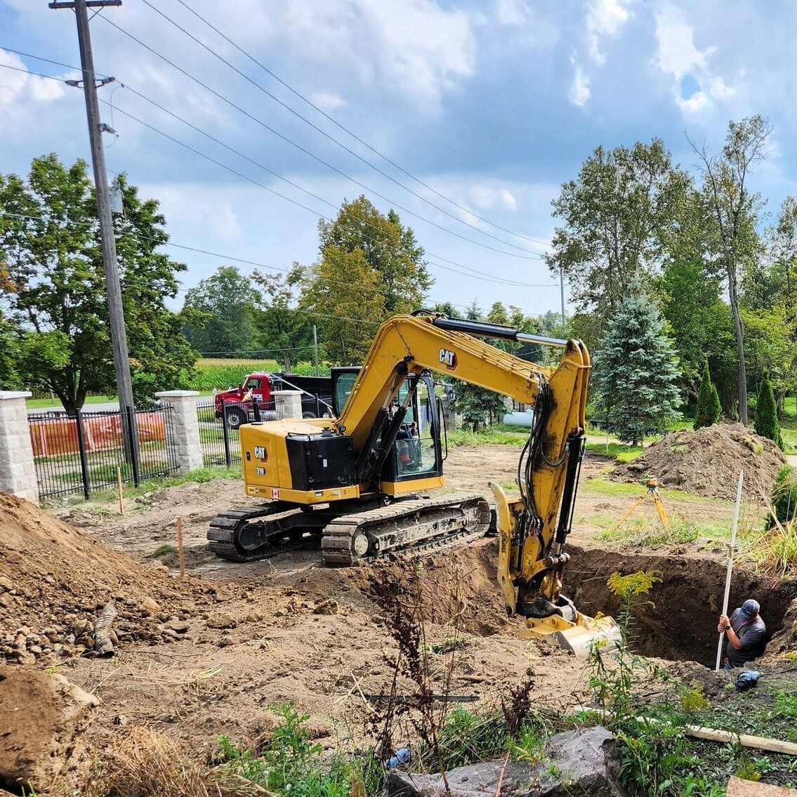 excavator digging foundation